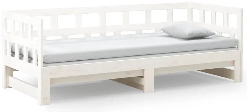 vidaXL Καναπές Κρεβάτι Συρόμενος Λευκός 2x(90x200) εκ. από Μασίφ Πεύκο