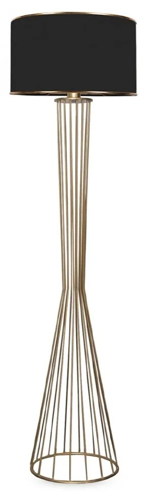 201-0042 GloboStar®  NOVA 201-0042 Μοντέρνο Επιδαπέδιο Φωτιστικό 1 x E27 IP20 Χρυσό Μεταλλό με Μαύρο Ύφασμα - Μ32 x Π32 x Υ152cm