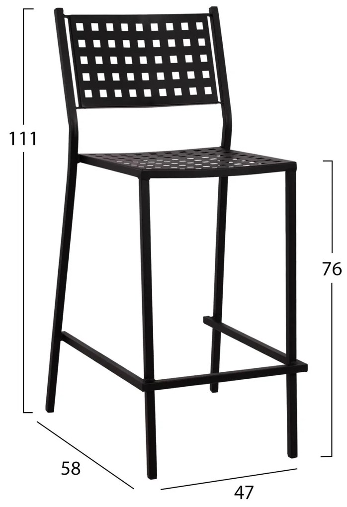 Σκαμπό Μπαρ OLYMPIAS C5528.01 Μαύρο Μεταλλικό 47x58x111 εκ. 47x58x111 εκ.