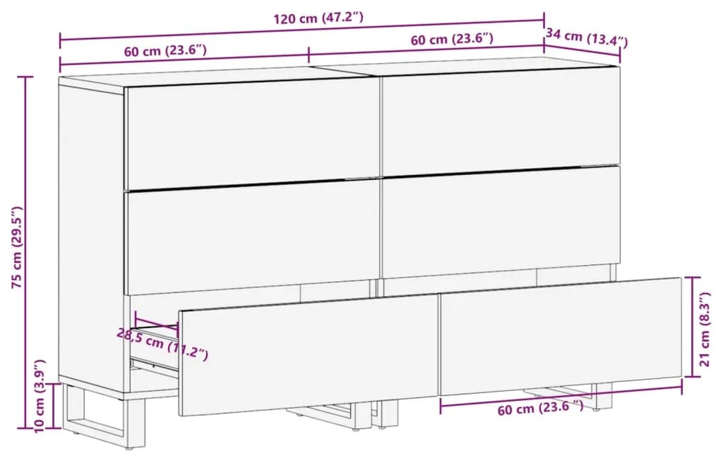 ΝΤΟΥΛΑΠΙΑ 2 ΤΕΜ. 60X34X75 ΕΚ. ΑΠΟ ΜΑΣΙΦ ΑΚΑΤΕΡΓΑΣΤΟ ΞΥΛΟ ΜΑΝΓΚΟ 3217078