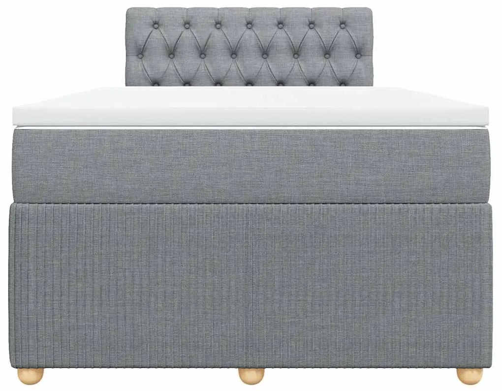 vidaXL Κρεβάτι Boxspring με Στρώμα Ανοιχτό Γκρι 120x190 εκ. Υφασμάτινο