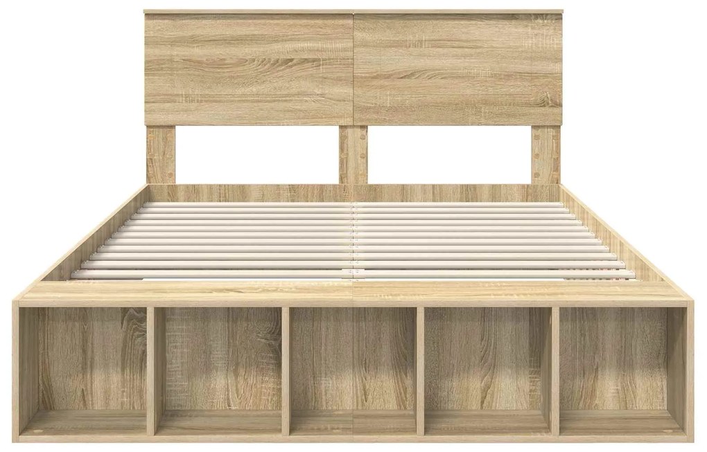 vidaXL Σκελετός Κρεβατιού Δρύς Sonoma 140 x 190 cm Επεξεργασμένο ξύλο
