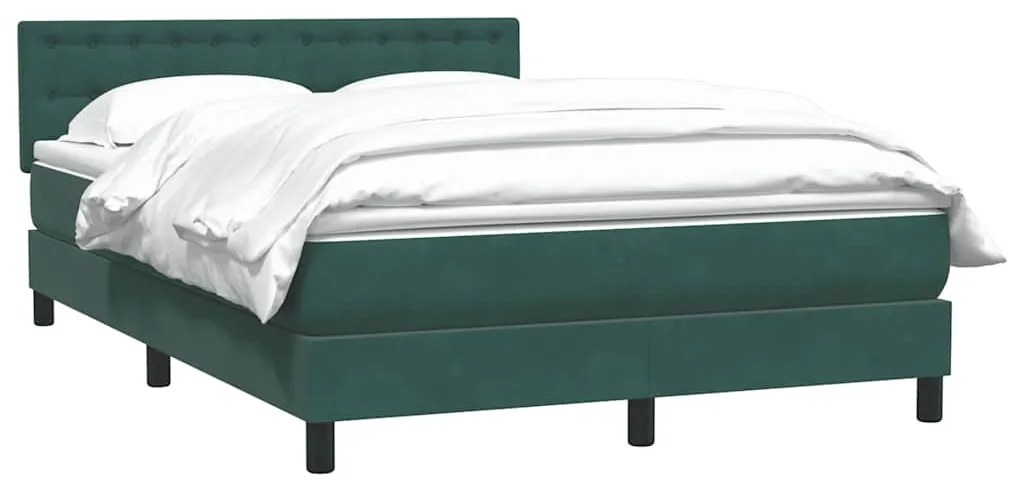 vidaXL Κρεβάτι Boxspring με Στρώμα Σκούρο Πράσινο 140x210εκ. Βελούδινο