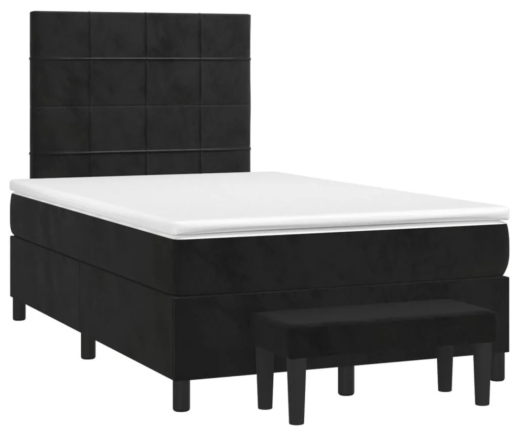 vidaXL Κρεβάτι Boxspring με Στρώμα Μαύρο 120 x 200 εκ. Βελούδινο