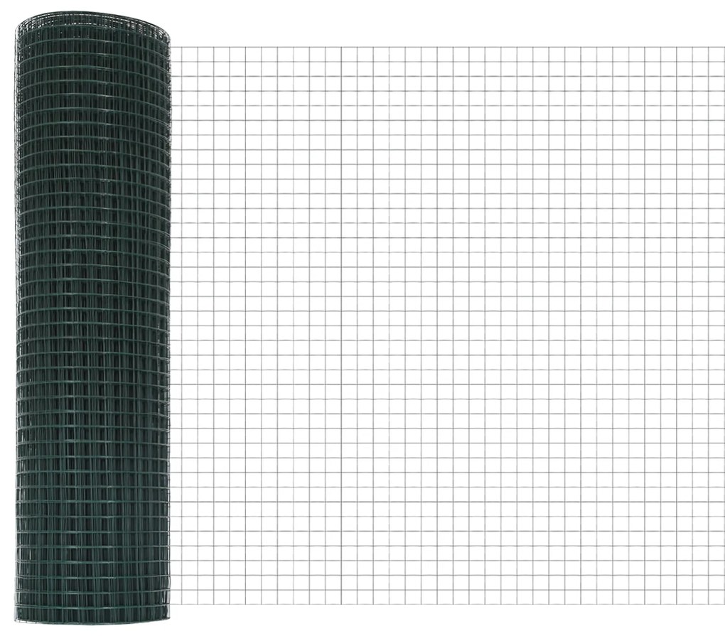 vidaXL Welded Wire Fence με 13 πλάγιους πόλους Πράσινο 0.4x50 μ Χάλυβας