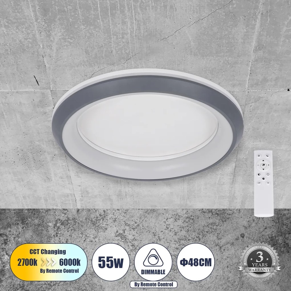 MELINA 61042 Πλαφονιέρα Οροφής Κύκλος LED CCT 55W 6376lm 120° AC 220-240V