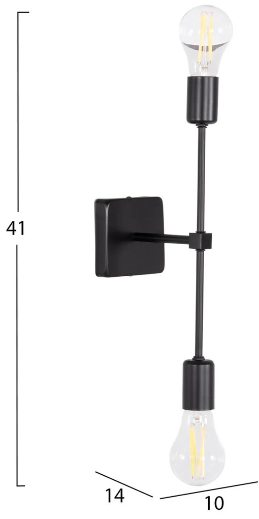 Απλίκα Τοίχου SABER C4477 Μέταλλο Μαύρο 10x14x41Υ εκ. 10x14x41 εκ.
