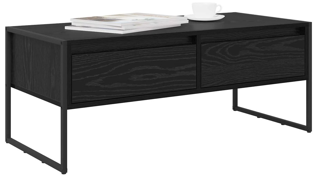 vidaXL Τραπεζάκι σαλονιού με συρτάρι Μαύρη Οξυά 100 x 46 x 40 εκ