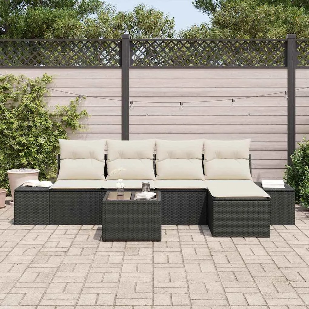vidaXL Σετ Καναπέ Κήπου 6 pcs Καφέ, Κρέμα Πολυ rattan, βαμμένο ατσάλι
