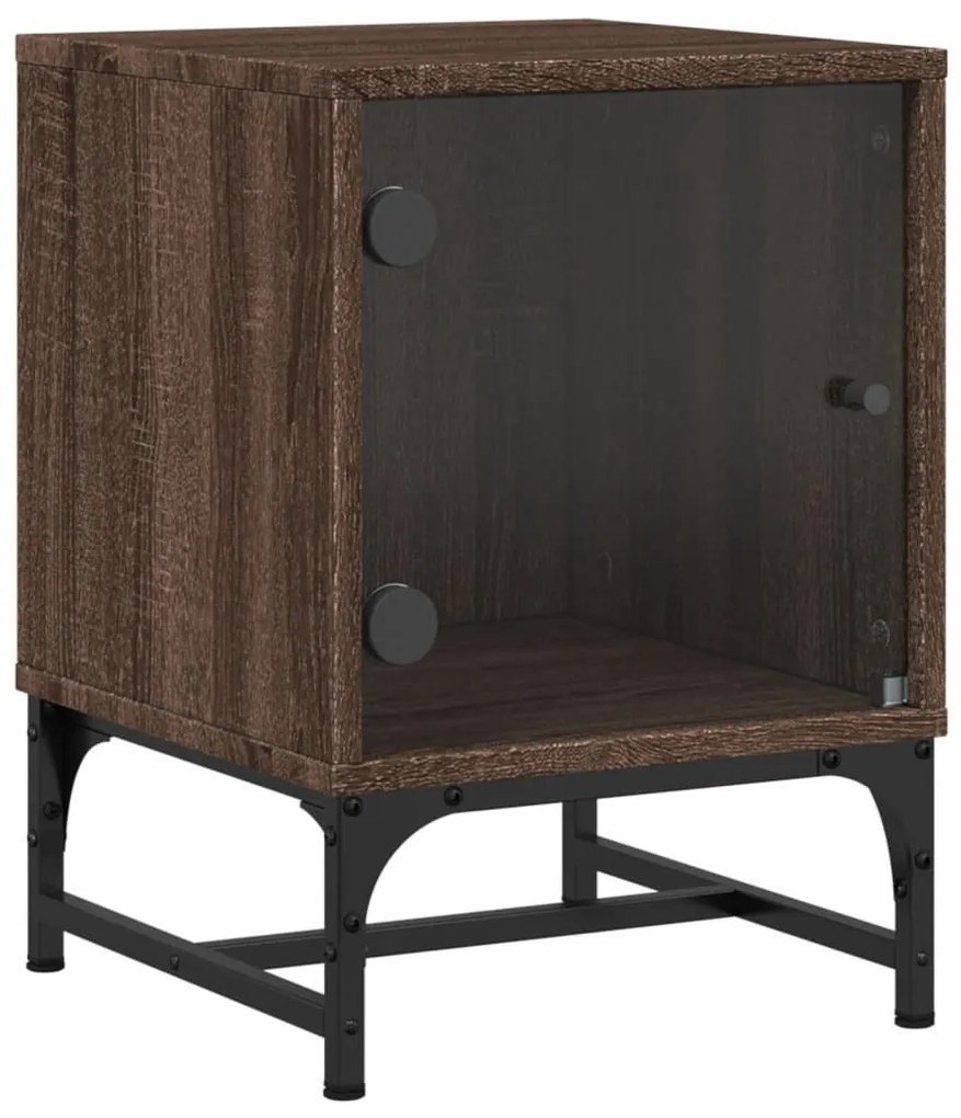 vidaXL Κομοδίνα 2 τεμ. Καφέ Δρυς 35x37x50 εκ. με Γυάλινες Πόρτες