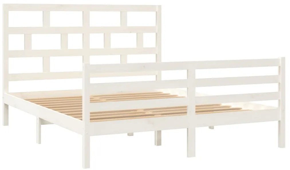 vidaXL Πλαίσιο Κρεβατιού Λευκό 160 x 200 εκ. από Μασίφ Ξύλο Πεύκου