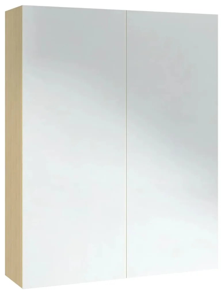 vidaXL Ντουλάπι Μπάνιου με Καθρέφτη Λευκό &amp; Δρυς 60x15x75 εκ. από MDF