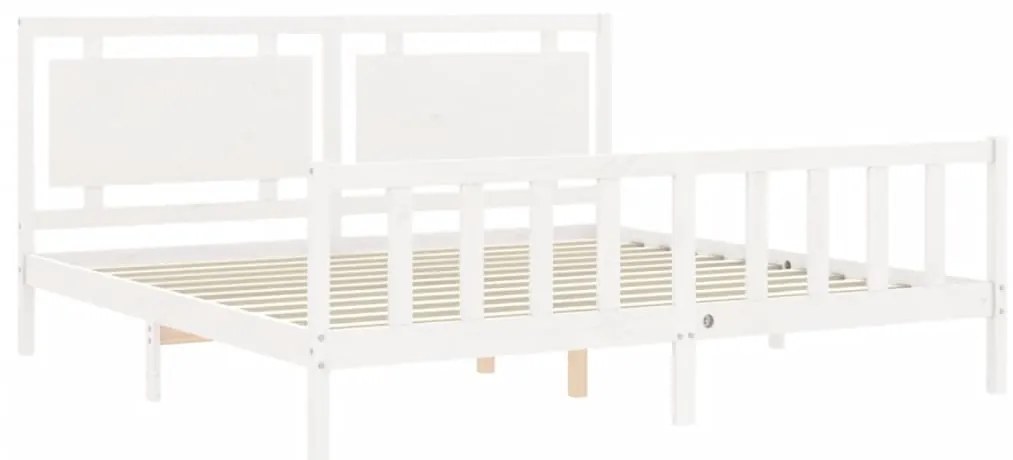 vidaXL Πλαίσιο Κρεβατιού με Κεφαλάρι Λευκό 180x200 εκ. Μασίφ Ξύλο
