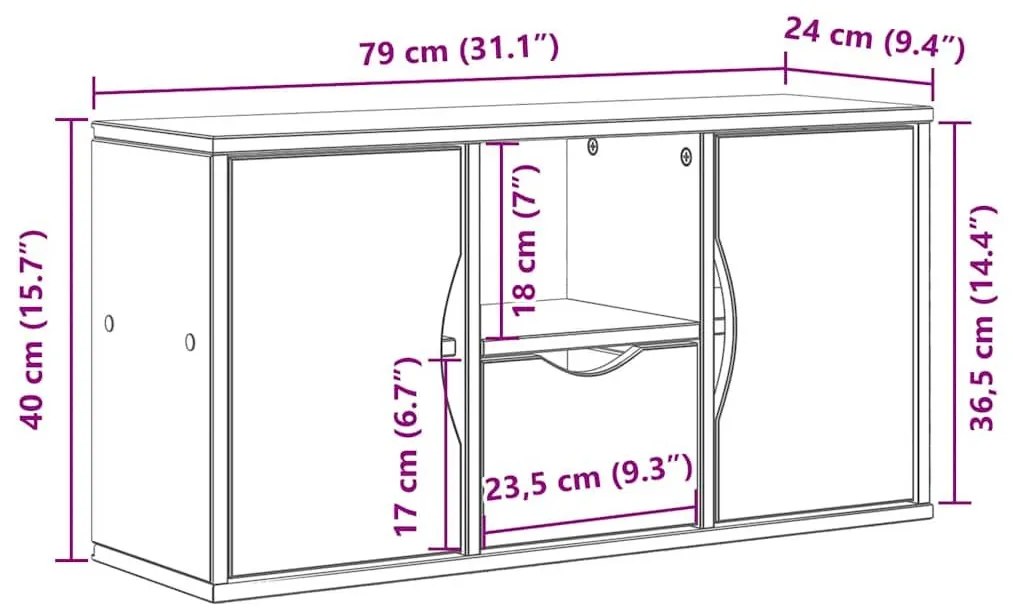 Έπιπλο Τηλεόρασης με Συρτάρι ODDA Λευκό 79x24x40εκ. Ξύλο Πεύκου