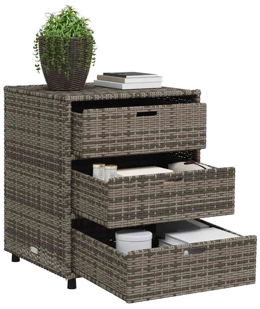 vidaXL Ντουλάπι Αποθήκευσης Κήπου Γκρι 55x59x69 εκ. Συνθετικό Ρατάν