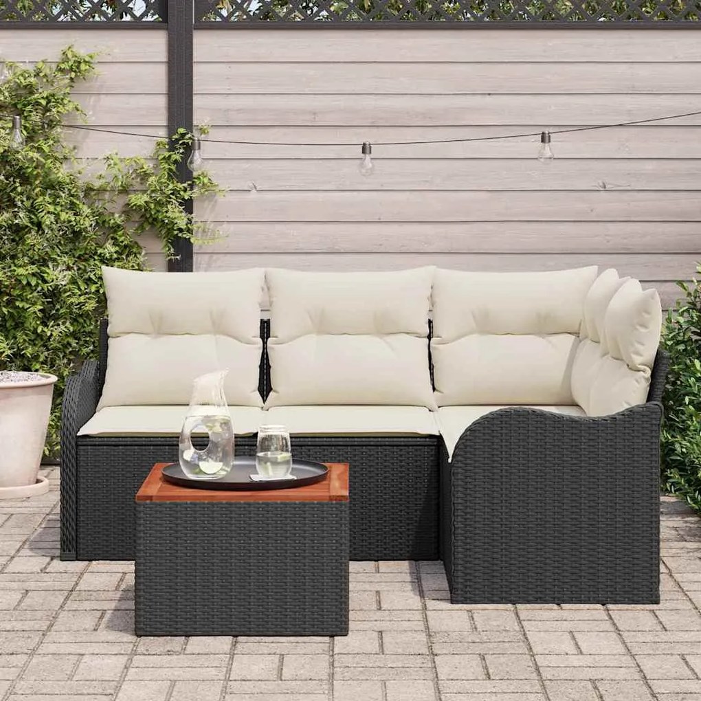 vidaXL Σετ Καναπέ Κήπου 5 pcs Μαύρο Πολυ ράταν