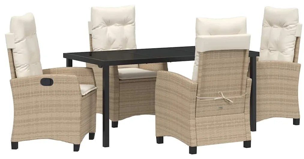 vidaXL Σέτ φαγητού για κήπο με μαξιλάρι 5 pcs Μπεζ συνθετικό ρατάν