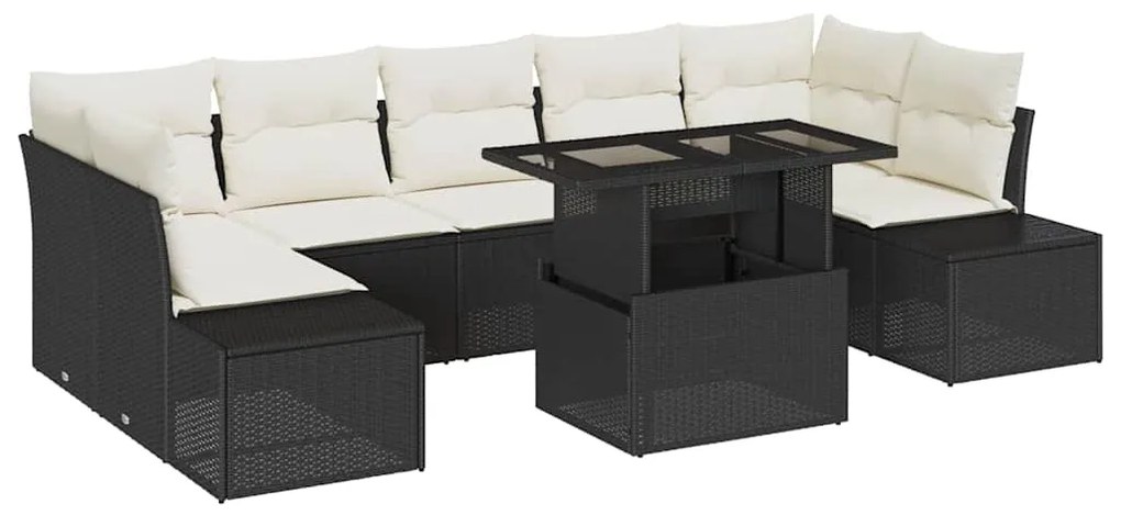 vidaXL Σετ Καναπέ Κήπου 8 pcs Μαύρο και κρεμ 100 x 55 x 73 εκ