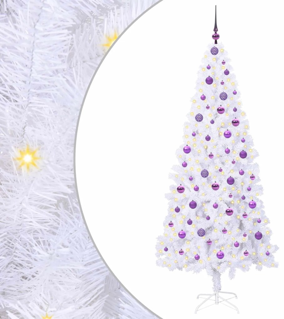 vidaXL Τεχνητό Χριστουγεννιάτικο Δέντρο Λευκό 210 cm PVC και Ατσάλι