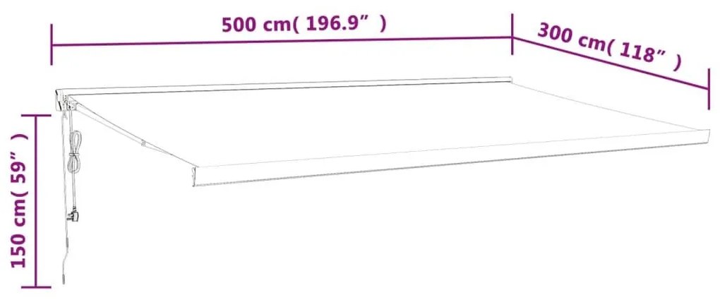 Τέντα Πτυσσόμενη Κίτρινη / Λευκή 5 x 3 μ. Ύφασμα και Αλουμίνιο - Πολύχρωμο