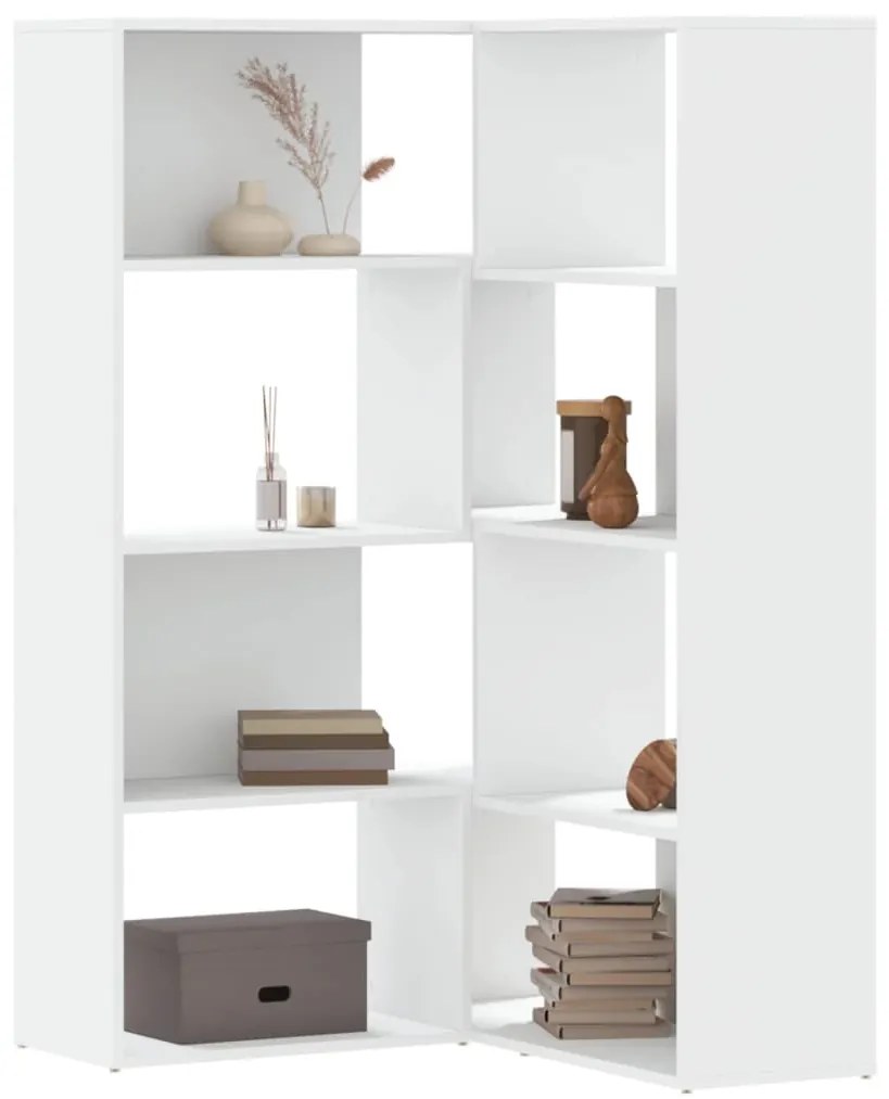 vidaXL Βιβλιοθήκη Γωνιακή 4 Επ. Λευκή 85x85x140 εκ Επεξ. Ξύλο