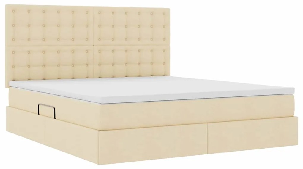 vidaXL Κρεβάτι με αποθηκευτικό χώρο και LED Κρέμ 180 x 200 cm