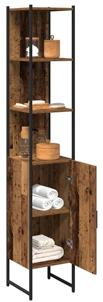vidaXL Ντουλάπι Μπάνιου με ράφι Παλαιό ξύλο 33 x 33 x 185.5 εκ