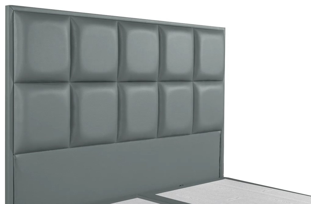 Κρεβάτι CLEMENTINE Γκρι PU (Στρώμα 160x200cm) - Μέταλλο - 14810002