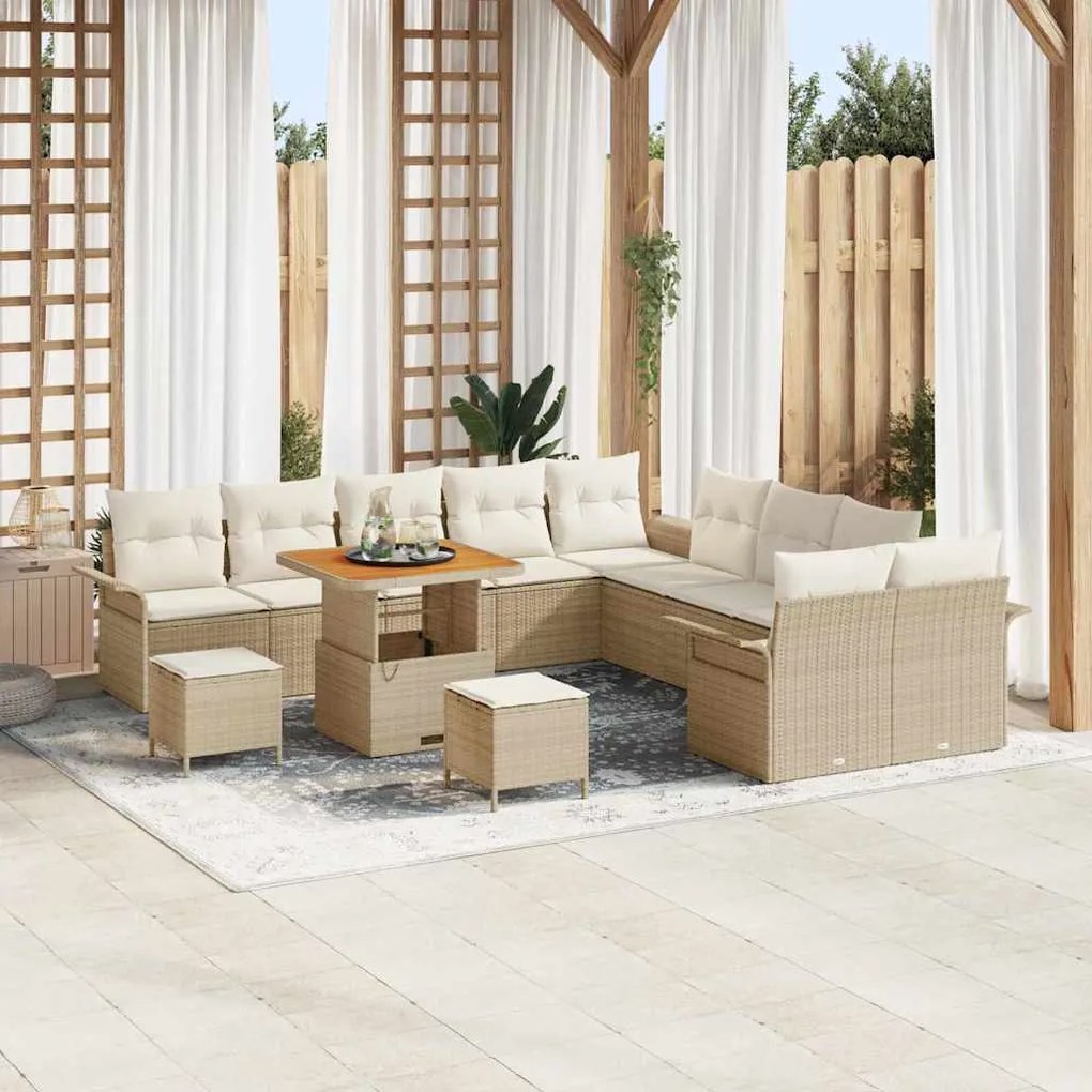 vidaXL Σετ Καναπέ Κήπου 13 pcs Μπεζ συνθετικό ρατάν