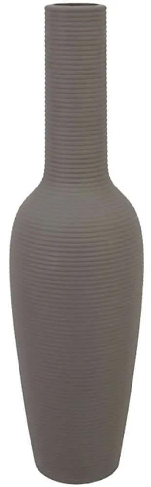 Βάζο - Μπουκάλι Γραμμωτό 15-00-22510-45 Φ13x46cm Grey Marhome Κεραμικό