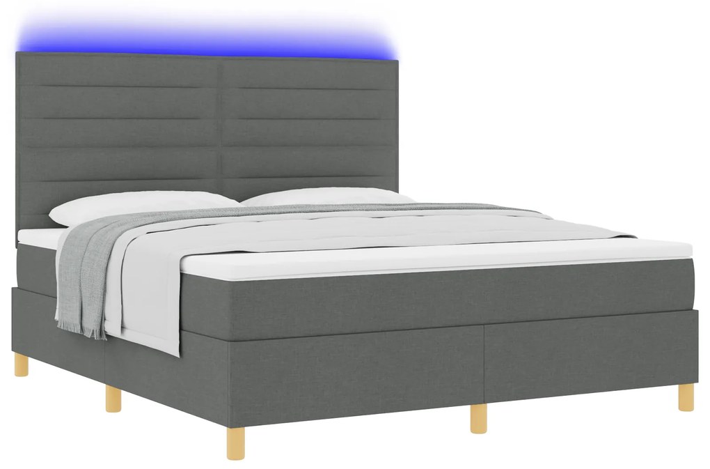 vidaXL Κρεβάτι με Ελατήριο και Στρώμα & LED Σκονισμένο Γκρι 180x200 cm Ύφασμα