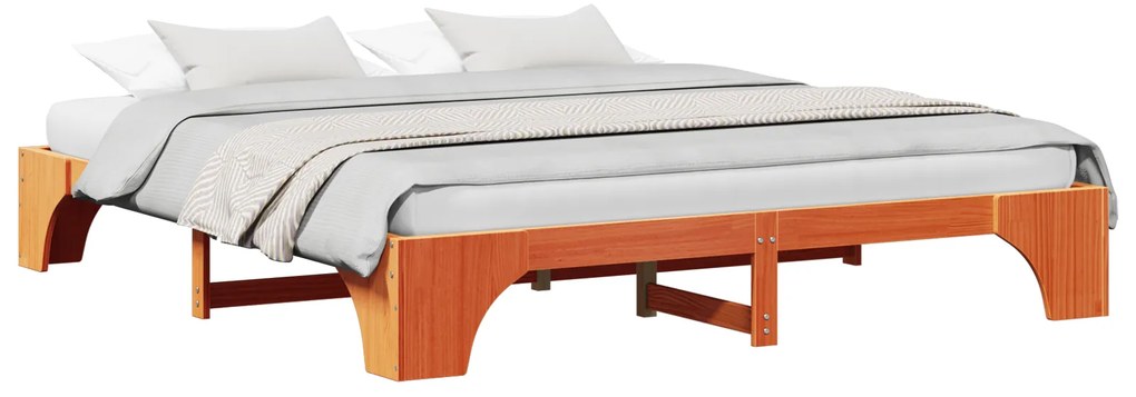 vidaXL Σκελετός Κρεβατιού Κερωτό Καφέ 180x200 cm Στερεό Ξύλο Πεύκου