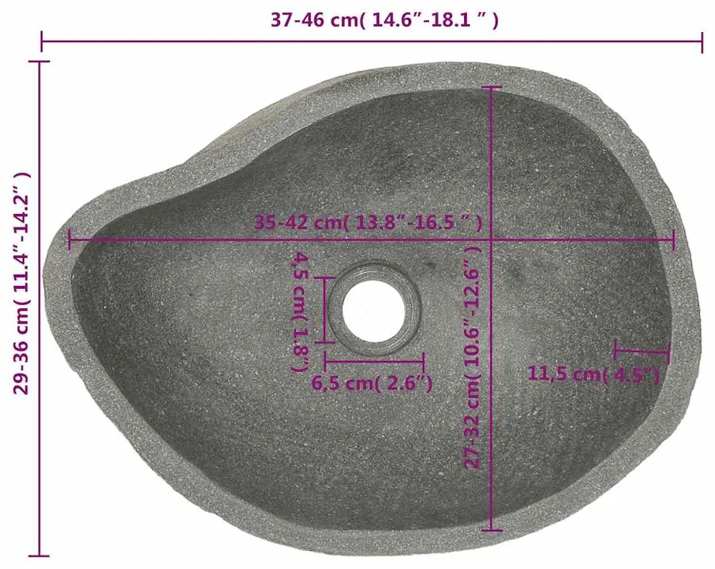 vidaXL Νιπτήρας River Stone Οβάλ (37-46)x(29-36) εκ.