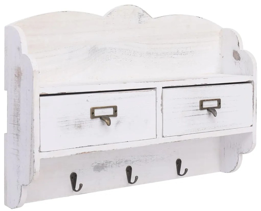 vidaXL Κρεμάστρα Τοίχου Λευκή 50 x 10 x 34 εκ. Ξύλινη