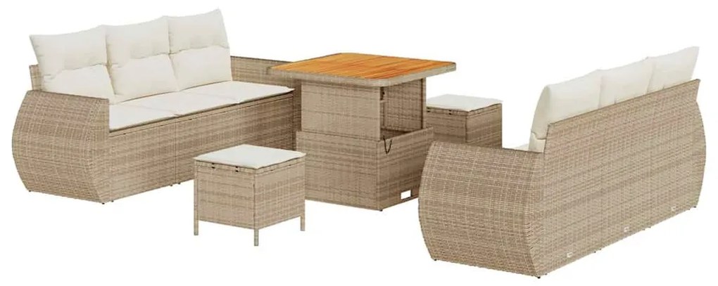 vidaXL Σετ Καναπέ Κήπου 9 pcs Μπεζ και Κρέμα συνθετικό ρατάν