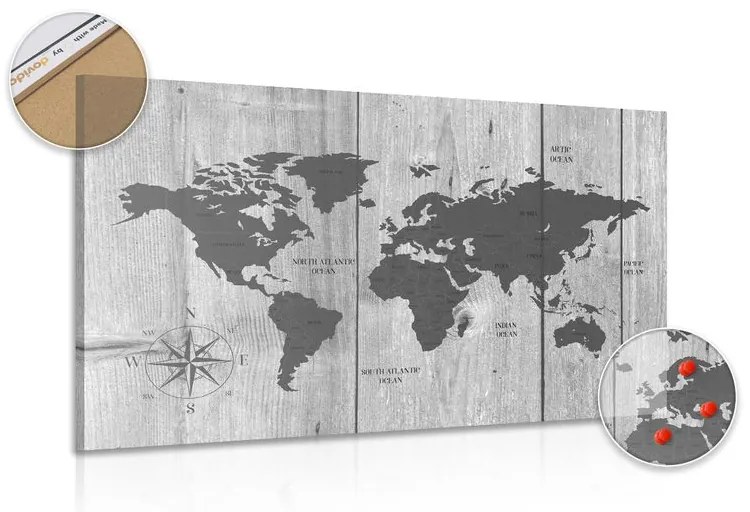 Εικόνα σε γκρίζο χάρτη φελλό σε ξύλινο φόντο - 120x80  flags