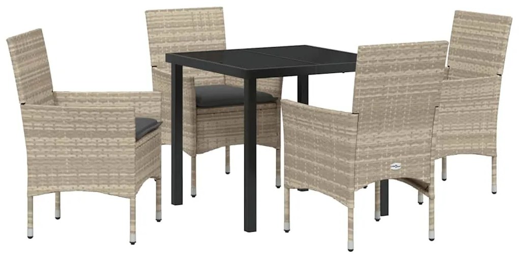 vidaXL Σέτ φαγητού για κήπο με μαξιλάρι 5 pcs Ανοιχτό γκρι Πολυ ράταν