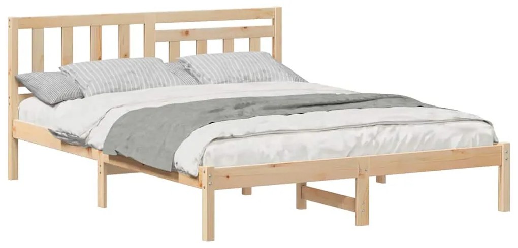 vidaXL Σκελετός Κρεβατιού Καφέ 160 x 200 cm Μασίφ ξύλο πεύκου