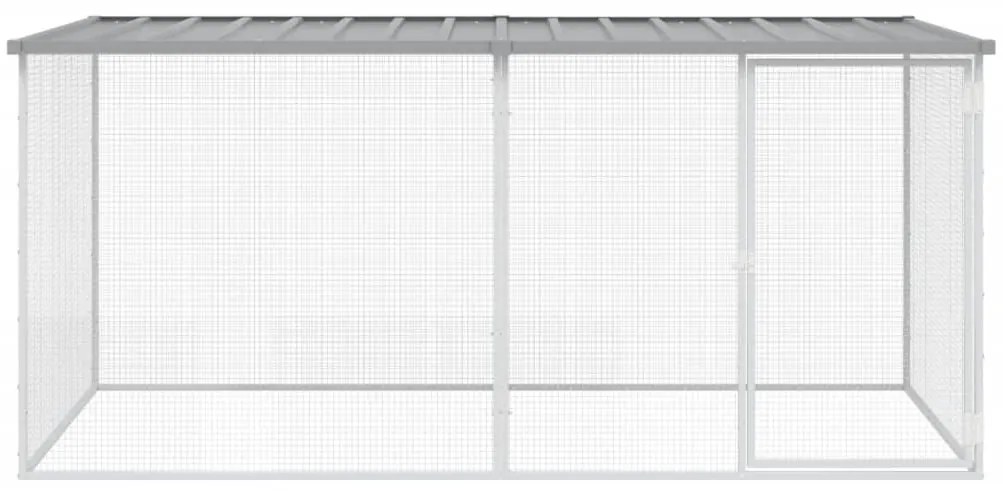vidaXL Κοτέτσι - Κλουβί με Στέγη Αν. Γκρι 203x98x90 εκ. Γαλβαν. Ατσάλι