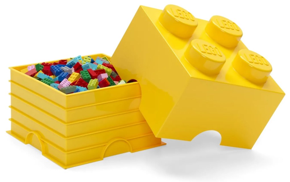 Κουτί αποθήκευσης LEGO®τετράγωνο κίτρινο 25x25x18cm