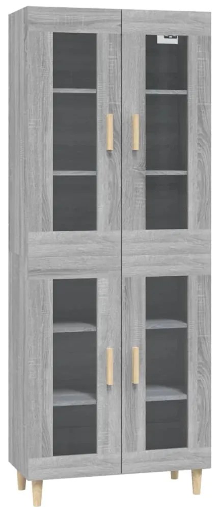 vidaXL Ντουλάπι Γκρι Sonoma 69,5 x 34 x 180 εκ. Επεξεργασμένο Ξύλο