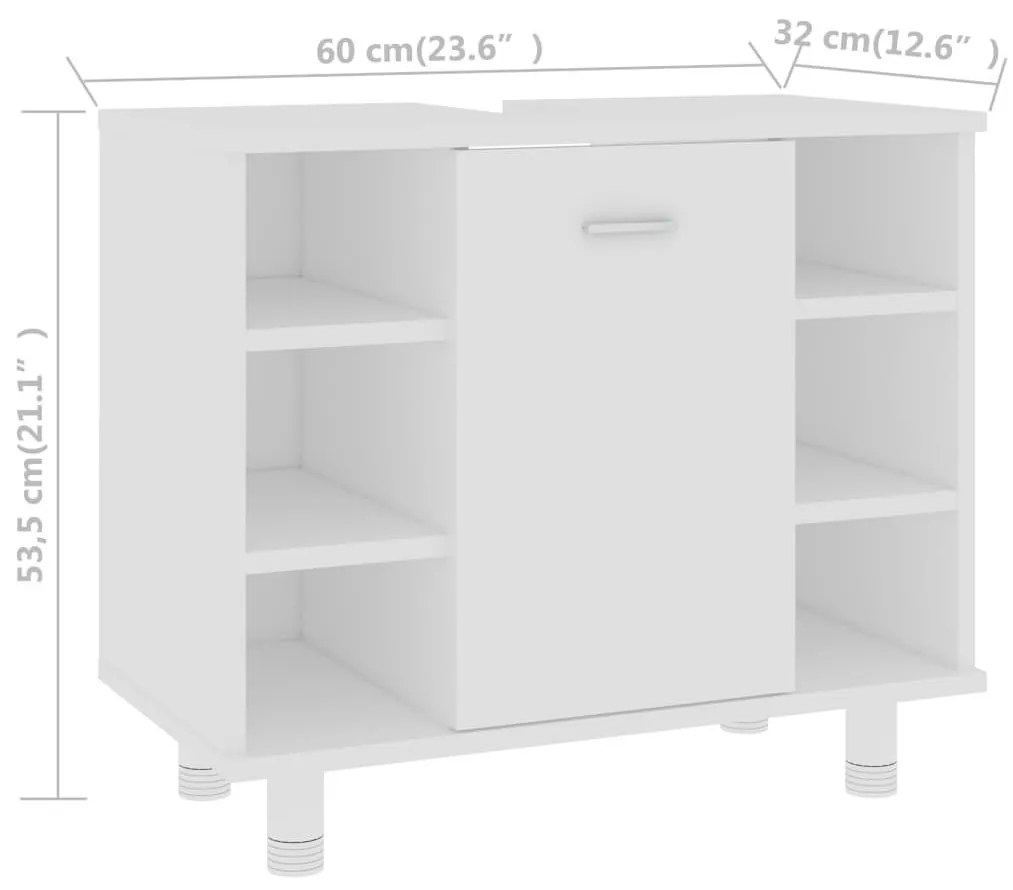 Ντουλάπι Νιπτήρα Λευκό 60 x 32 x 53,5 εκ. Επεξ. Ξύλο - Λευκό