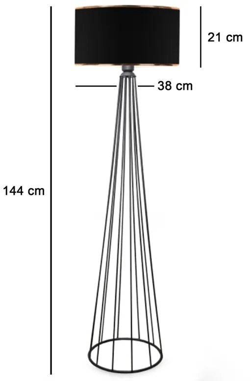 Φωτιστικό δαπέδου Firdo I pakoworld Ε27 ύφασμα-μέταλλο μαύρο Φ38x121εκ