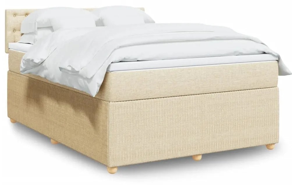 ΚΡΕΒΑΤΙ BOXSPRING ΜΕ ΣΤΡΩΜΑ ΚΡΕΜ 160X200 ΕΚ. ΥΦΑΣΜΑΤΙΝΟ 3289826