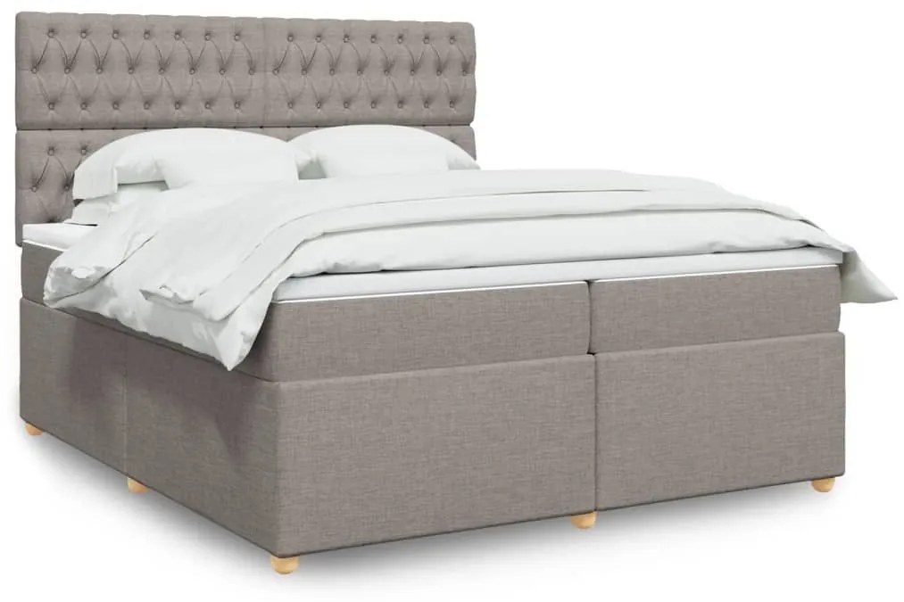 Κρεβάτι Boxspring με Στρώμα Taupe 200x200 εκ. Υφασμάτινο - Μπεζ-Γκρι