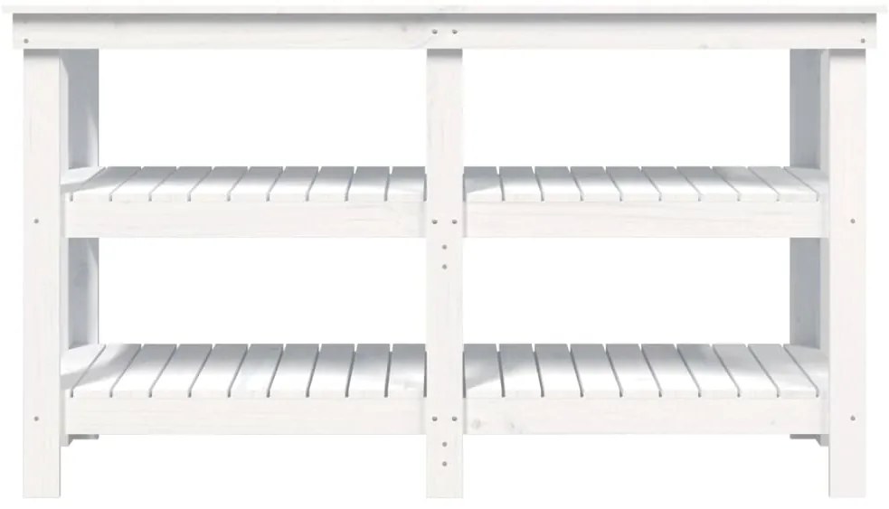 vidaXL Πάγκος Εργασίας Λευκός 142,5x50x80 εκ. από Μασίφ Ξύλο Πεύκου