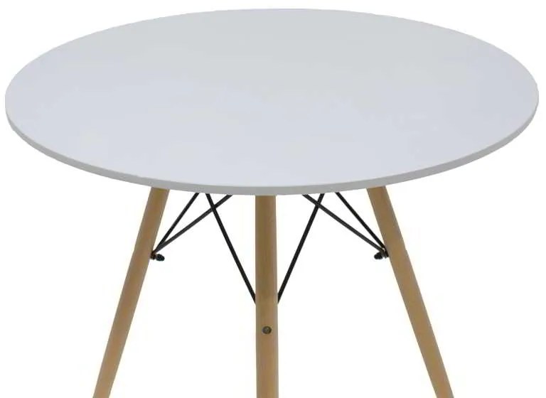 Τραπεζαρία Aurora-Julita pakoworld σετ 5τεμ pp-mdf σε λευκό-φυσική απόχρωση Φ80x73εκ