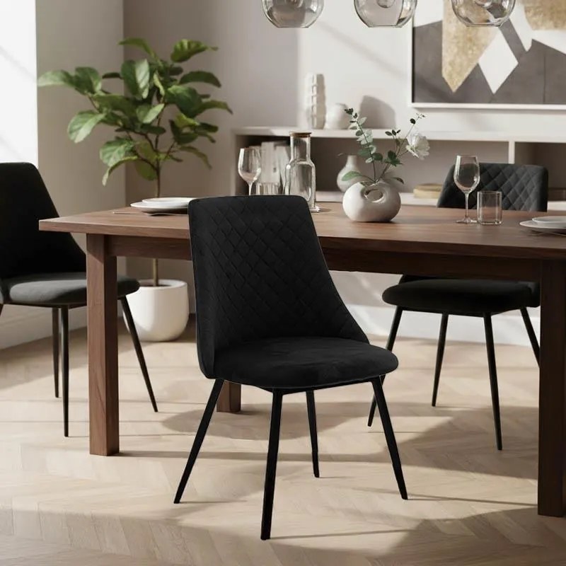 Καρέκλα Giselle βελούδο μαύρο-πόδι μαύρο 51x52x82 εκ.