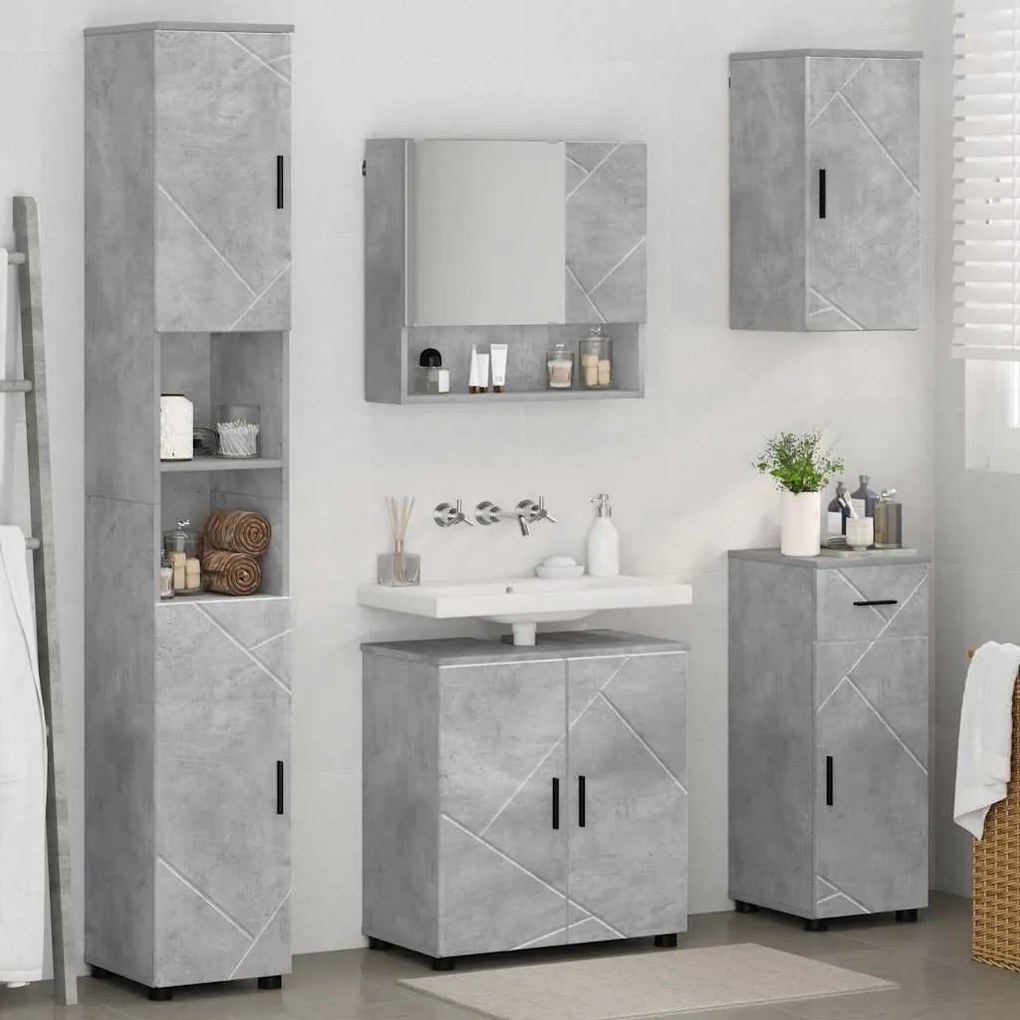 vidaXL Σετ Επίπλων Μπάνιου 5 pcs Γκρι σκυροδέματος 61 x 35 x 64 εκ.