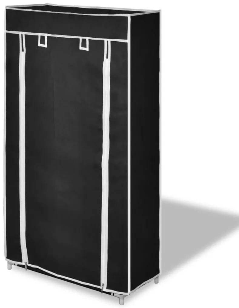 Παπουτσοθήκη με Κάλυμμα Μαύρη 58 x 28 x 106 εκ. Υφασμάτινη - Μαύρο